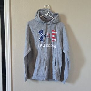 Under Armour Gray Hoodie with American Flag Logo
